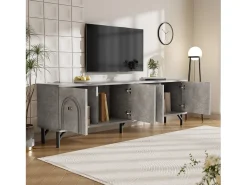 Móvel De Tv*ModernLuxe Móvel para TV 160x38x55.5 cm - 4 portas - painéis de partículas - cinza Cinzento