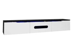 ModernLuxe Móvel para TV 180x35x30 cm - acabamento brilhante - iluminação LED 16 cores - montagem em parede - branco+preto^ Móvel De Tv