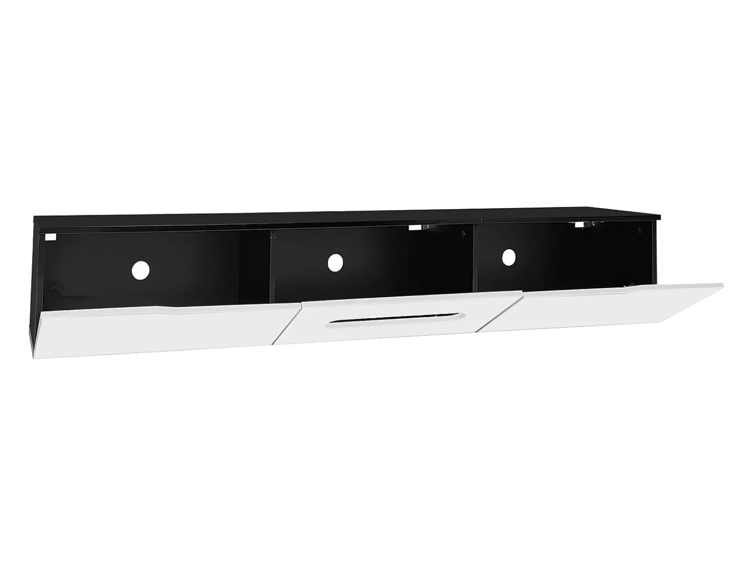ModernLuxe Móvel para TV 180x35x30 cm - acabamento brilhante - iluminação LED 16 cores - montagem em parede - branco+preto^ Móvel De Tv