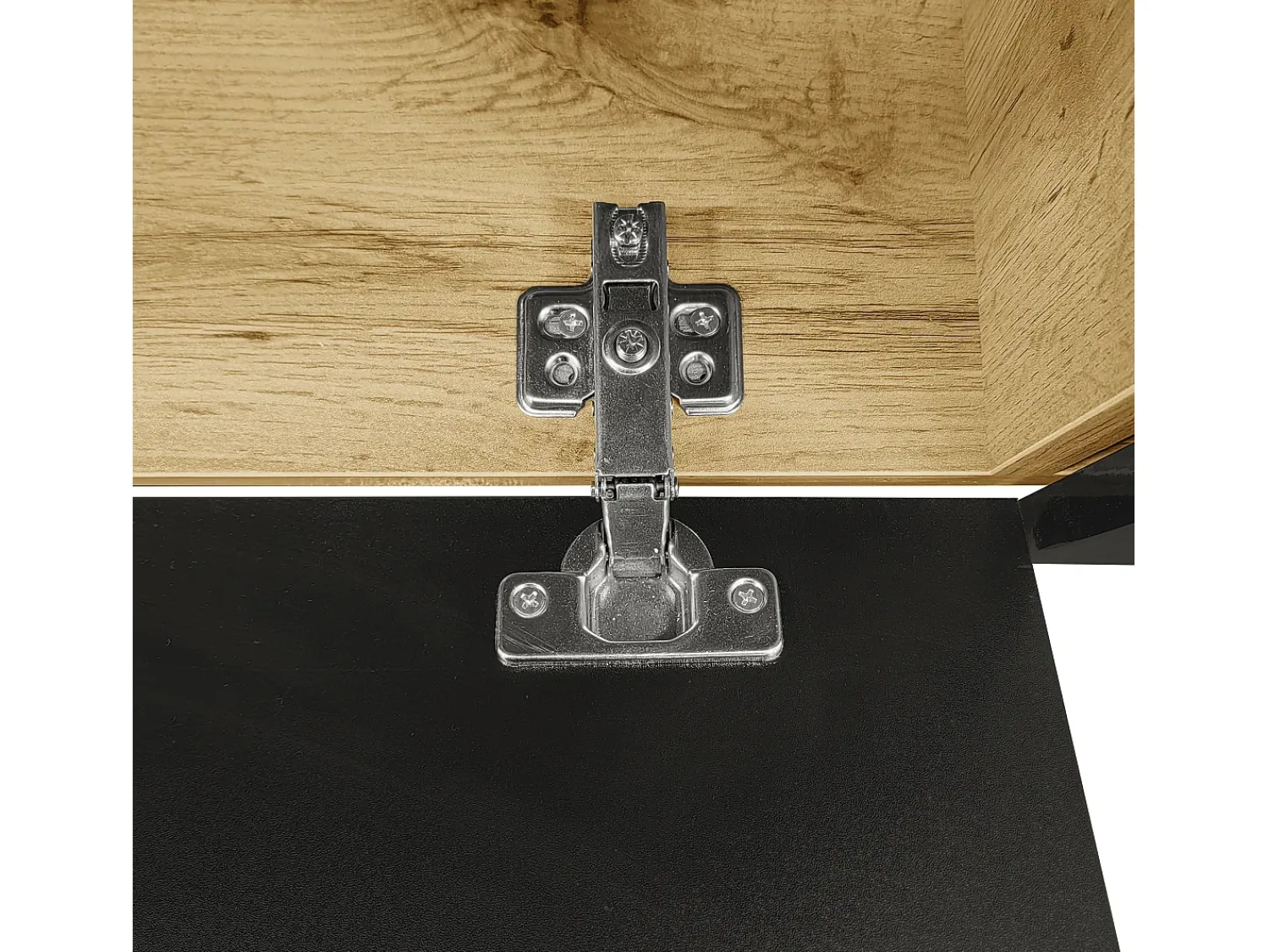 ModernLuxe Móvel para TV 180x35x30 cm - acabamento brilhante - com iluminação LED 16 cores - montagem em parede - preto + natural^ Móvel De Tv