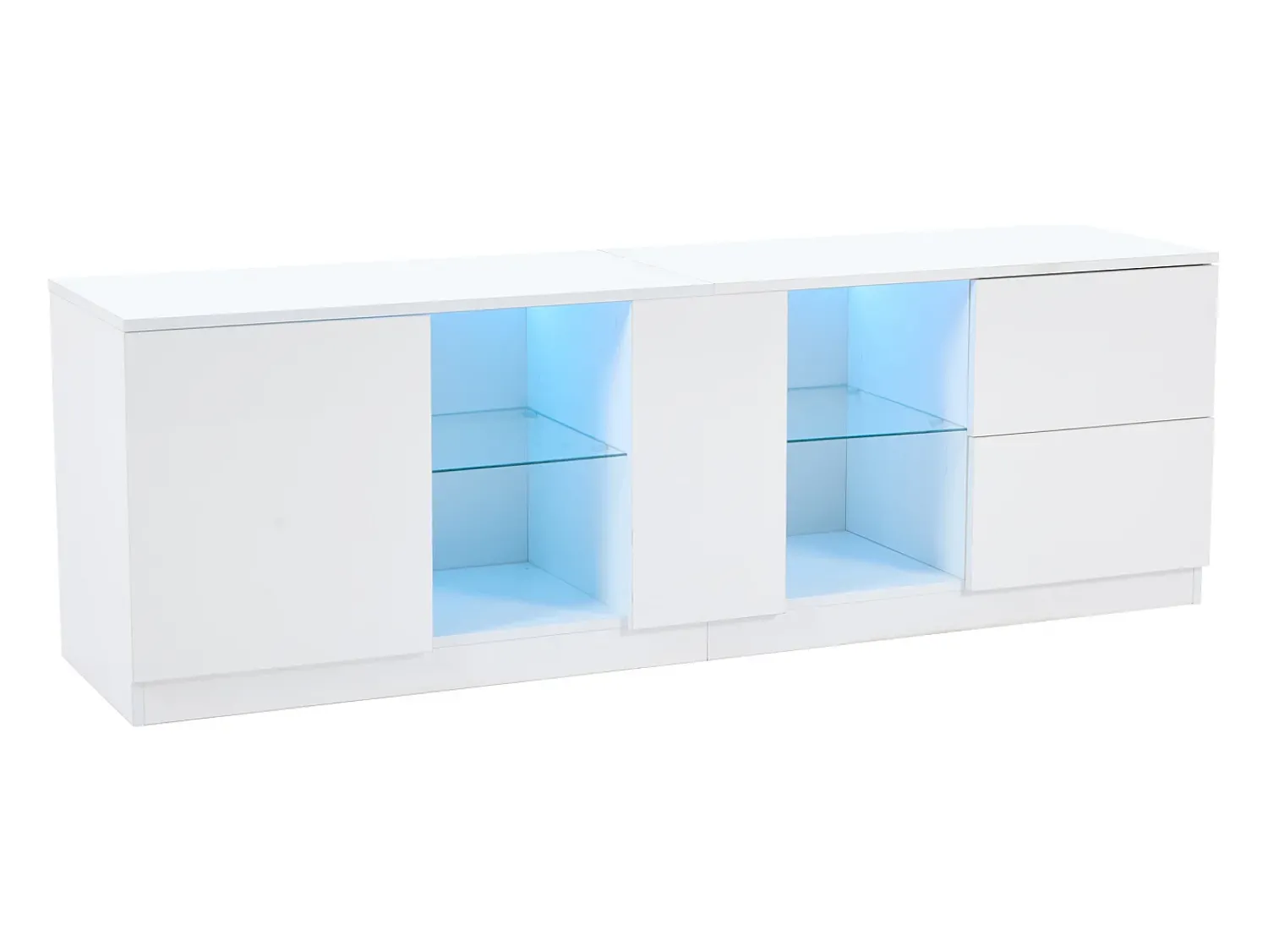ModernLuxe Móvel para TV 160x40x52 cm - alto brilho - com LED - adequado para televisores de 65" - com 2 gavetas e 1 porta -^ Móvel De Tv