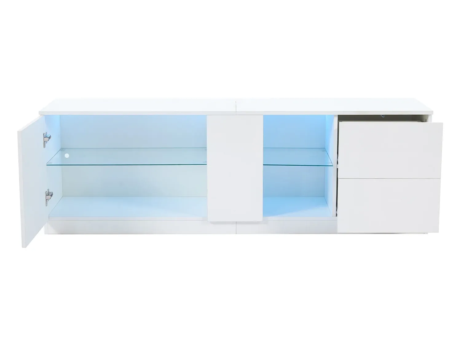 ModernLuxe Móvel para TV 160x40x52 cm - alto brilho - com LED - adequado para televisores de 65" - com 2 gavetas e 1 porta -^ Móvel De Tv