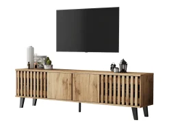 ModernLuxe Móvel para TV 180x40x55 cm - com 4 portas - Estilo escandinavo - Natural^ Móvel De Tv
