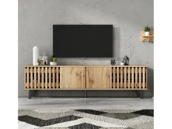 ModernLuxe Móvel para TV 180x40x55 cm - com 4 portas - Estilo escandinavo - Natural^ Móvel De Tv