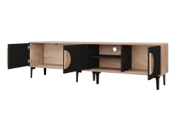 Móvel De Tv|ModernLuxe Móvel para TV 180x35x49 cm - com 3 portas - Prateleiras abertas - Painéis de partículas - Natural e preto Preto / Natural claro