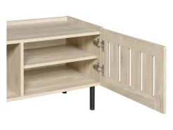 Móvel De Tv*ModernLuxe Móvel para TV 160x40x47 cm - com 3 portas - Design vazado - MDF + metal - Natural Natural claro