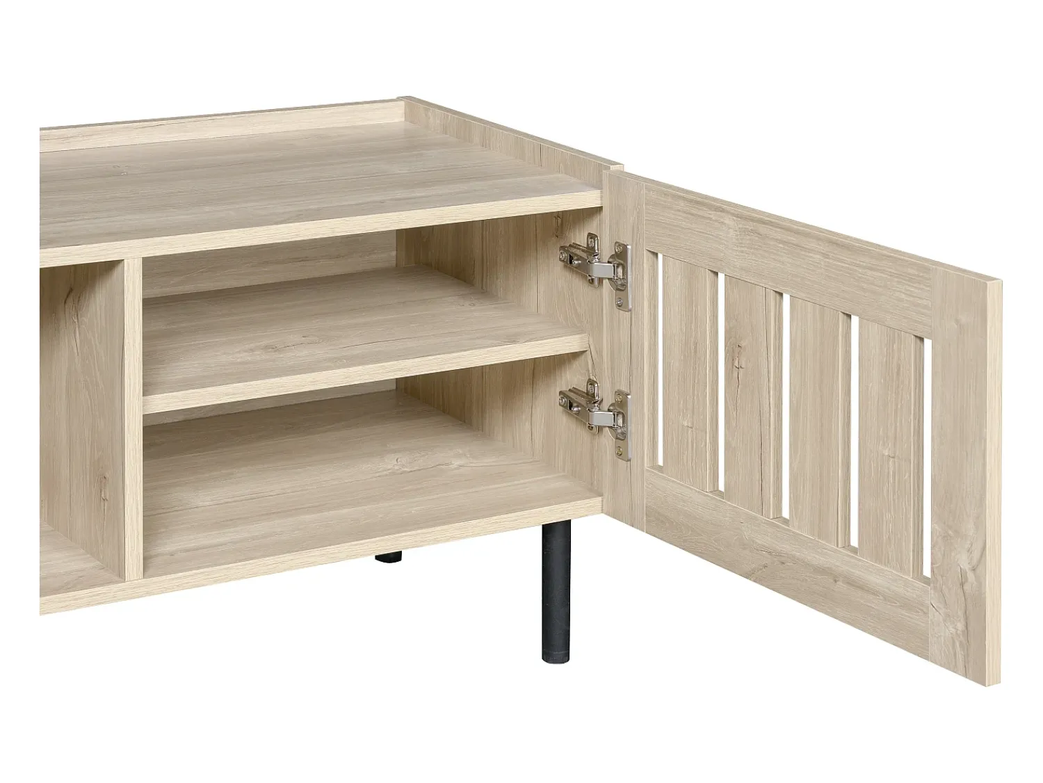 Móvel De Tv*ModernLuxe Móvel para TV 160x40x47 cm - com 3 portas - Design vazado - MDF + metal - Natural Natural claro