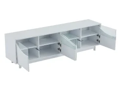 Clearance ModernLuxe Móvel para TV 175x38x51 cm - com 2 portas - portas de vidro temperado - iluminação LED - Branco