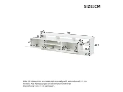Clearance ModernLuxe Móvel para TV 190x40x48,5 cm - com iluminação LED - 2 portas basculantes - Espaço de armazenamento aberto - Acabamento brilhante - Branco