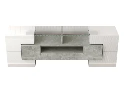 ModernLuxe Móvel para TV 145x30x51 cm - com iluminação LED - com 4 portas - 2 gavetas - prateleiras - branco^ Móvel De Tv