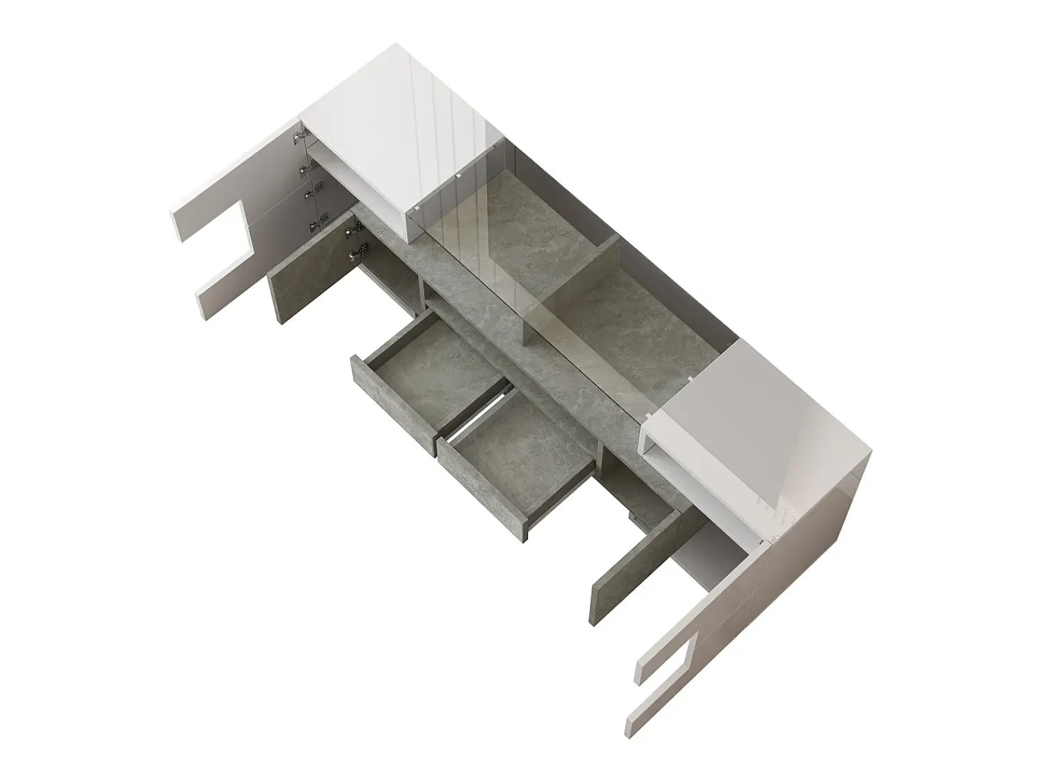ModernLuxe Móvel para TV 145x30x51 cm - com iluminação LED - com 4 portas - 2 gavetas - prateleiras - branco^ Móvel De Tv
