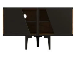 ModernLuxe Móvel para TV 160x36,5x45 cm - com portas e prateleiras - Painéis de partículas - Natural + preto^ Móvel De Tv