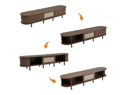 ModernLuxe Móvel para TV 180x40x40 cm - design em rattan - pés ajustáveis - com 2 portas - marrom^ Móvel De Tv