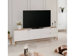 Móvel para TV 179x60,5x39 cm branco e dourado^ Móvel De Tv