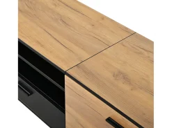 Hot Hauss Spole Móvel para TV 180x32,5x50 cm com 3 portas e uma gaveta - Madeira e cor preta Natural claro