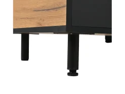 Hot Hauss Spole Móvel para TV 180x32,5x50 cm com 3 portas e uma gaveta - Madeira e cor preta Natural claro