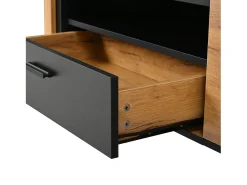 Hot Hauss Spole Móvel para TV 180x32,5x50 cm com 3 portas e uma gaveta - Madeira e cor preta Natural claro