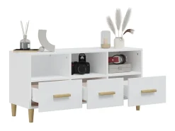 Móvel De Tv| Móvel para TV 102x36x50 cm derivados madeira brilhante PT644339 Branco
