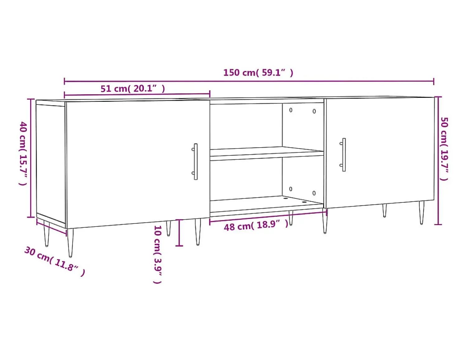 Móvel De Tv*vidaxl Móvel para TV 150x30x50 cm derivados de madeira Preto