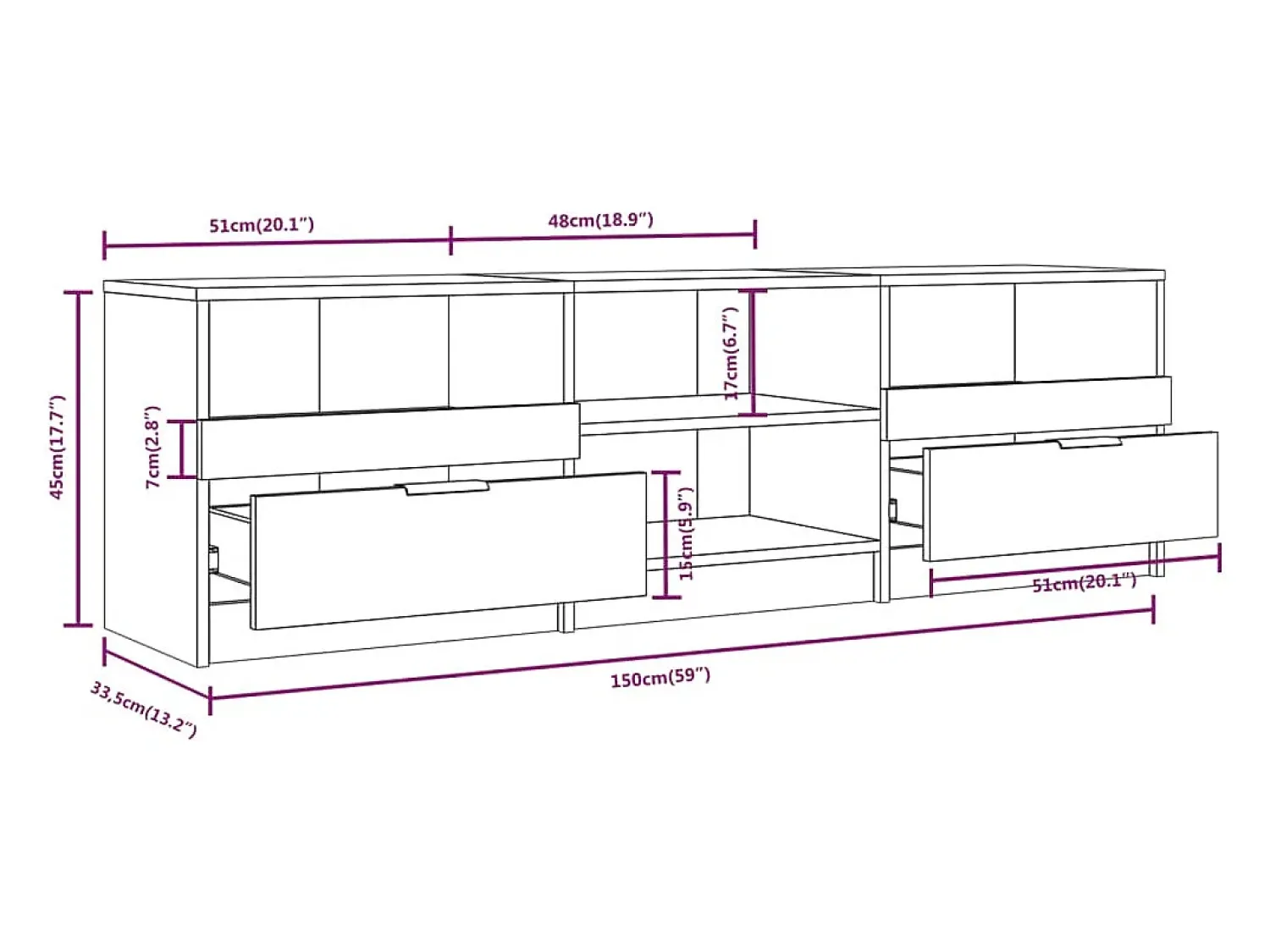 Móvel De Tv|vidaxl Móvel para TV 150x33,5x45 cm derivados de madeira Branco