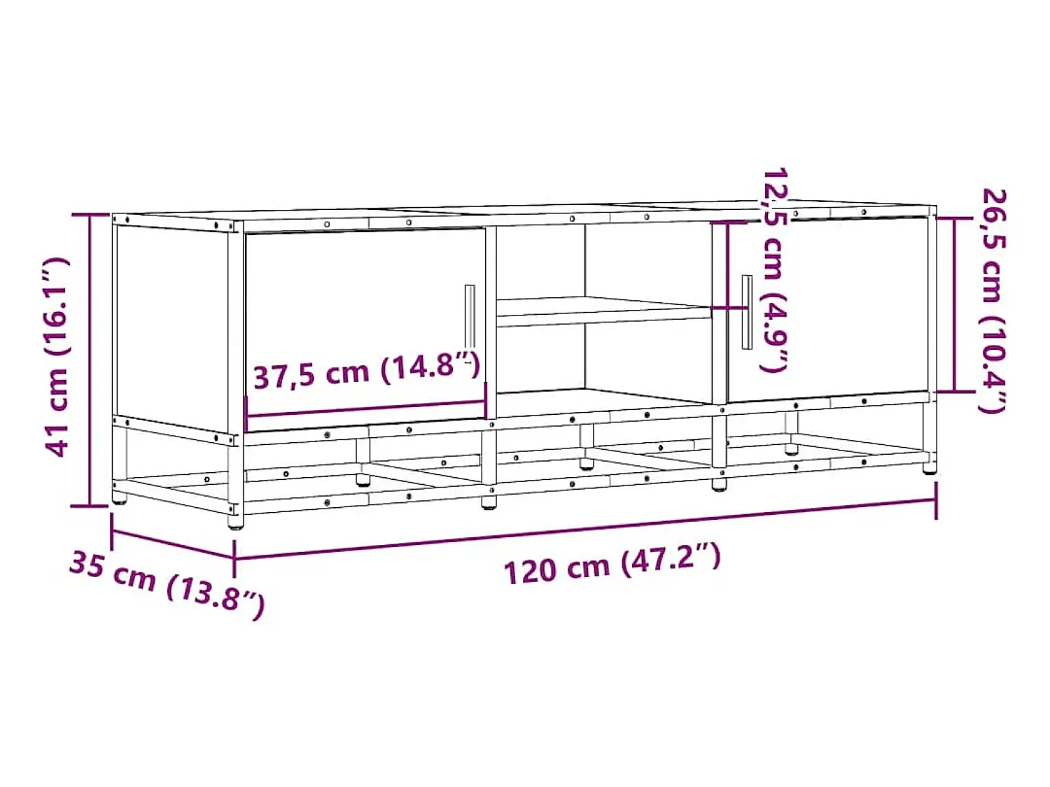 Hot vidaxl Móvel para TV 120x35x41 cm derivados de madeira/metal Preto
