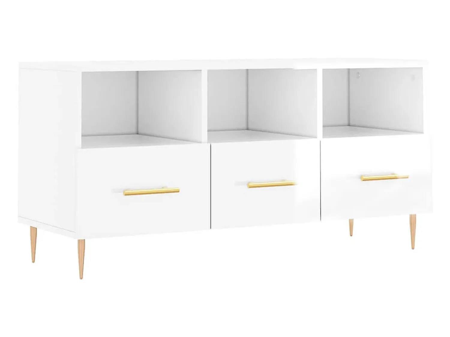 Outlet Móvel para TV 102x36x50 cm derivados madeira brilhante PT177743 Branco
