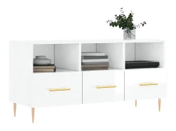 Outlet Móvel para TV 102x36x50 cm derivados madeira brilhante PT177743 Branco