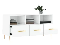 Outlet Móvel para TV 102x36x50 cm derivados madeira brilhante PT177743 Branco
