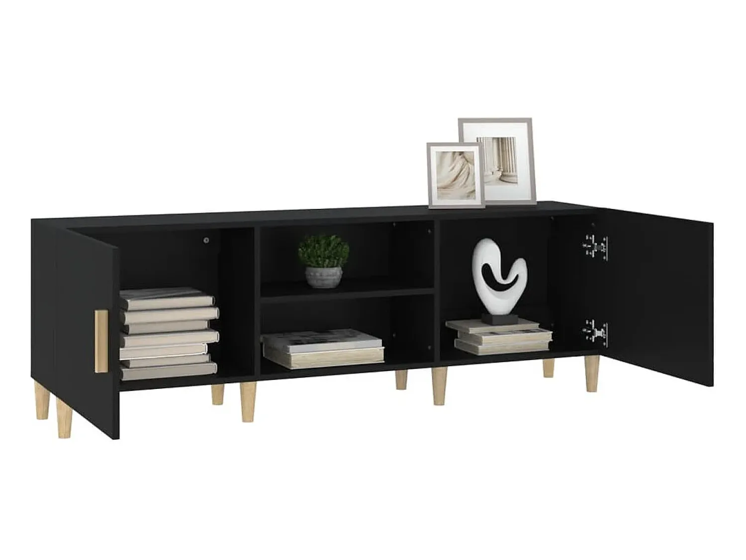 Móvel De Tv| Móvel para TV 150x30x50 cm madeira processada PT496156 Preto