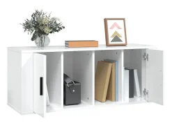 Clearance Móvel para TV 100x35x40 cm madeira processada brilhante PT236196 Branco