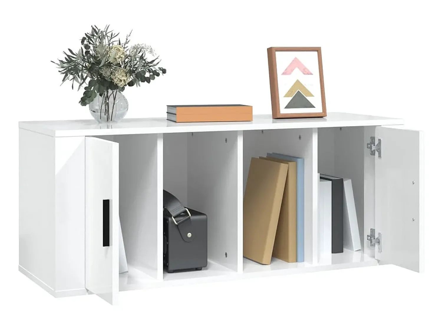 Clearance Móvel para TV 100x35x40 cm madeira processada brilhante PT236196 Branco