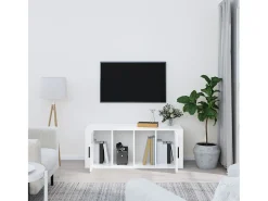Clearance Móvel para TV 100x35x40 cm madeira processada brilhante PT236196 Branco