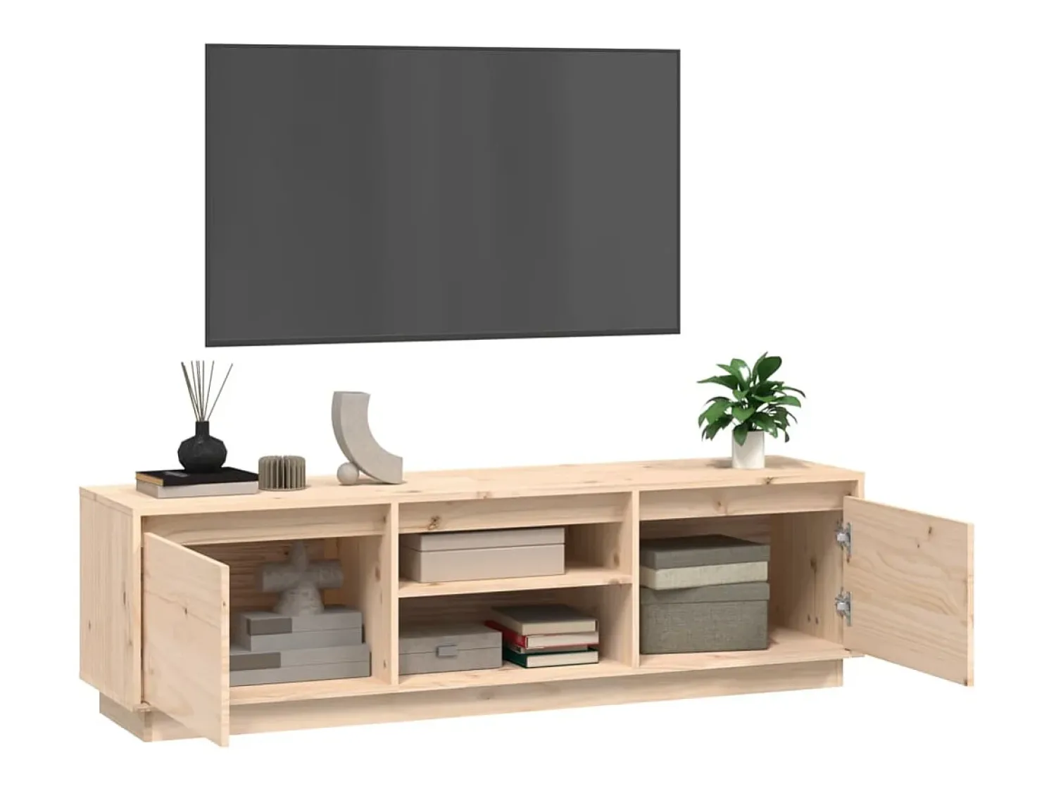 Clearance Móvel para TV 140x35x40 cm madeira de pinho maciça PT500738 Castanho