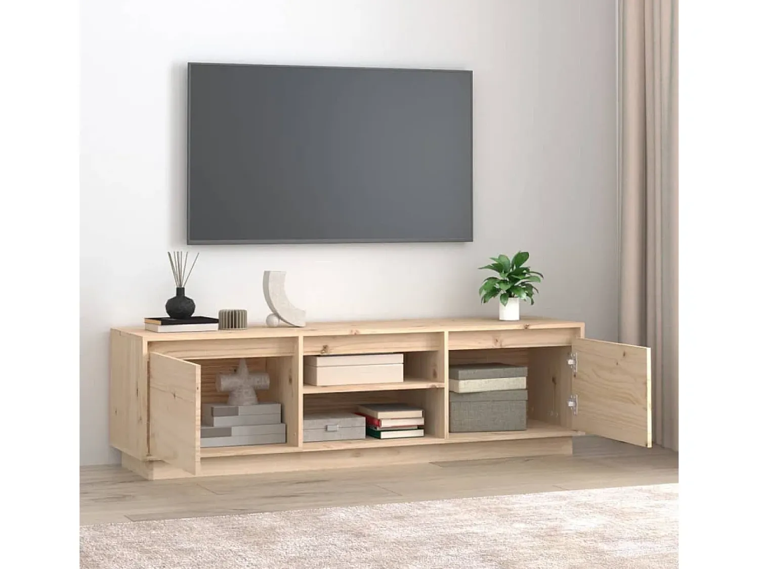 Clearance Móvel para TV 140x35x40 cm madeira de pinho maciça PT500738 Castanho
