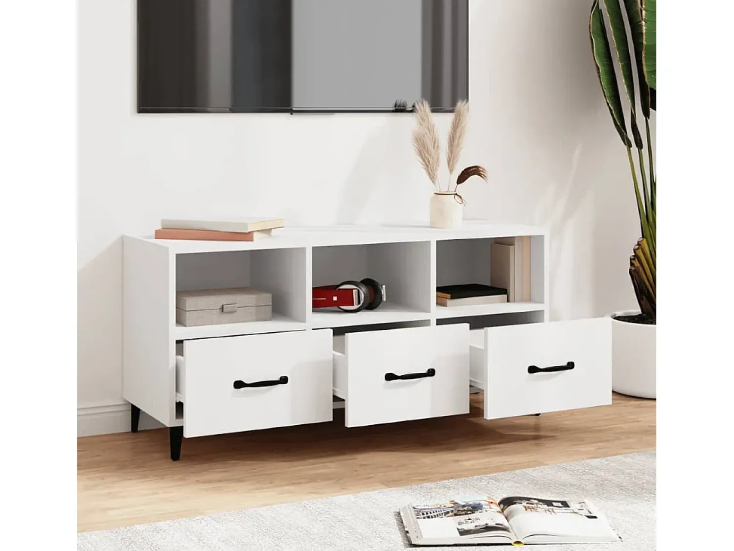 Clearance Móvel para TV 102x35x50 cm madeira processada PT800713 Branco