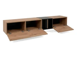 móvel para TV 195x48x37 cm natural preto^ Móvel De Tv