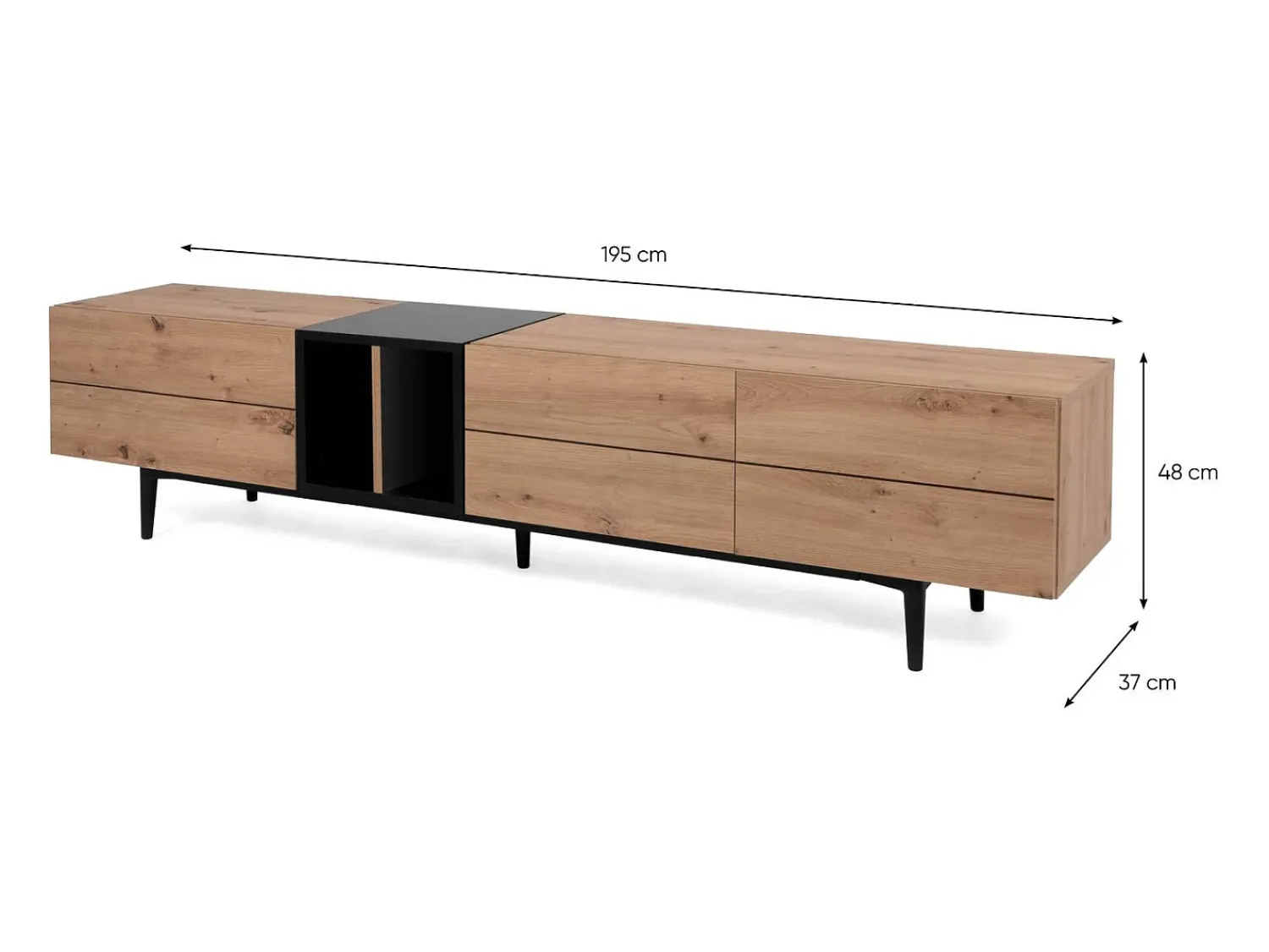 móvel para TV 195x48x37 cm natural preto^ Móvel De Tv