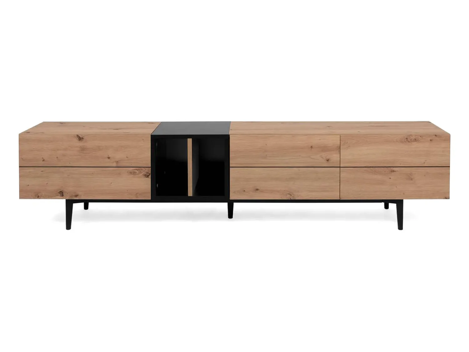 móvel para TV 195x48x37 cm natural preto^ Móvel De Tv