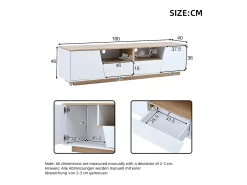 ModernLuxe Móvel para TV 180x40x46cm - com 2 gavetas e 2 portas - com iluminação LED - acabamento brilhante - + natural^ Móvel De Tv
