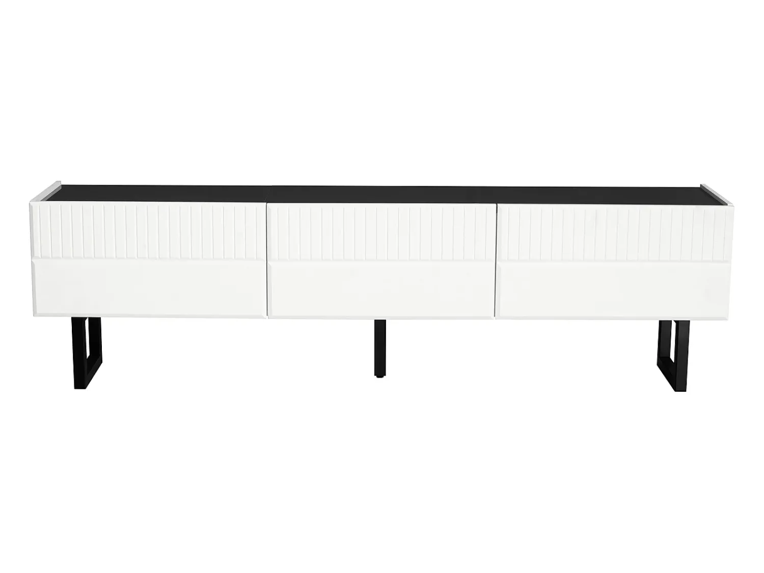 Móvel De Tv|ModernLuxe Móvel para TV 170x35x47cm - com 3 gavetas - Tampo laqueado brilhante - Pés de ferro - MDF - Branco e preto Preto / Branco