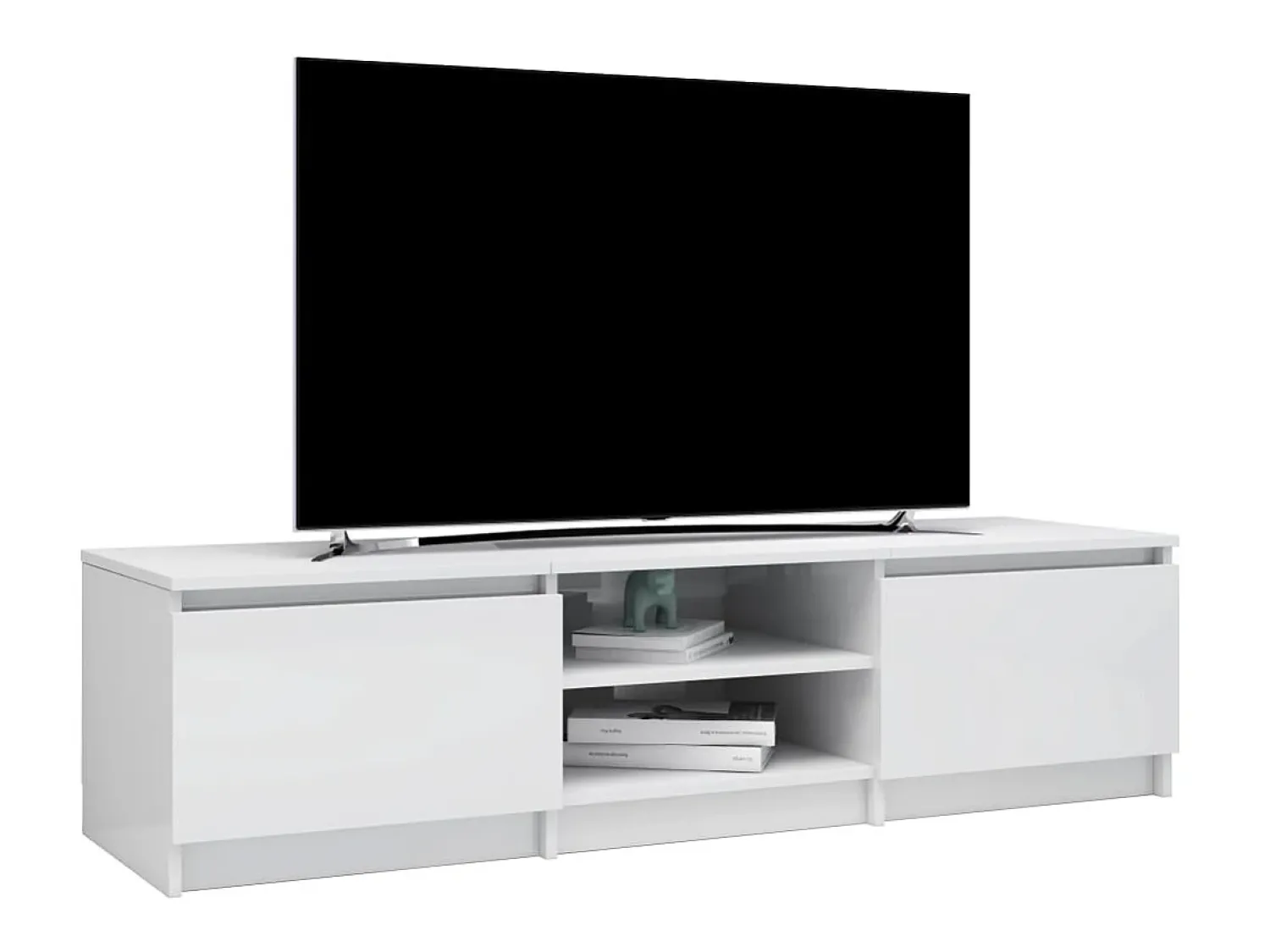 Móvel De Tv| Móvel para TV 140x40x35,5cm derivados madeira brilhante PT148319 Branco