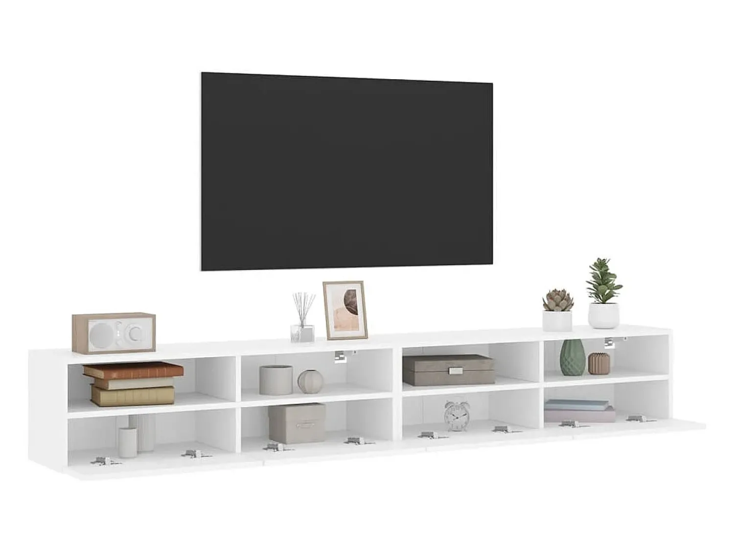 Móvel De Tv* Móvel parede p/ TV 2 pcs 100x30x30 cm derivados madeira PT187252 Branco