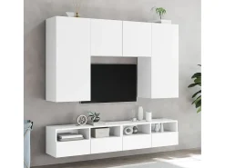 Móvel De Tv* Móvel parede p/ TV 2 pcs 100x30x30 cm derivados madeira PT187252 Branco