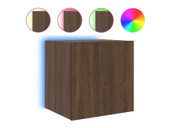 Móvel De Tv*vidaxl Móvel parede p/ TV c/ luzes LED 40,5x35x40 cm carvalho Castanho
