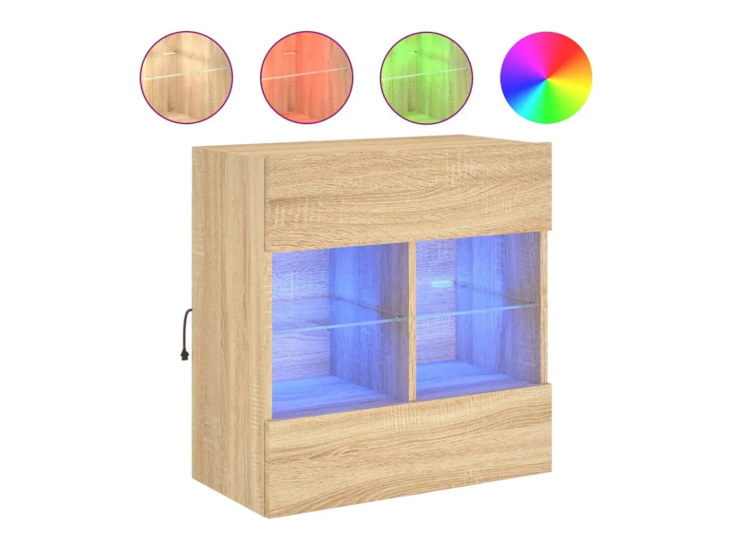 Discount Móvel parede p/ TV c/ luzes LED 58,5x30x60,5cm carvalho sonoma PT180084 Castanho
