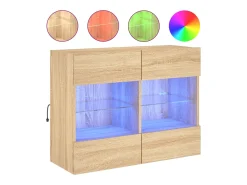 Móvel De Tv| Móvel parede p/ TV c/ luzes LED 78,5x30x60,5 cm carvalho sonoma PT618439 Castanho