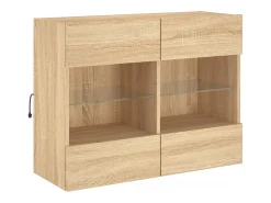 Móvel De Tv| Móvel parede p/ TV c/ luzes LED 78,5x30x60,5 cm carvalho sonoma PT618439 Castanho