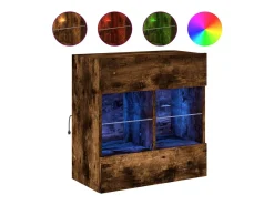 Clearance Móvel parede p/ TV c/ luzes LED 58,5x30x60,5 cm carvalho fumado PT453932 Castanho