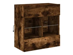 Clearance Móvel parede p/ TV c/ luzes LED 58,5x30x60,5 cm carvalho fumado PT453932 Castanho