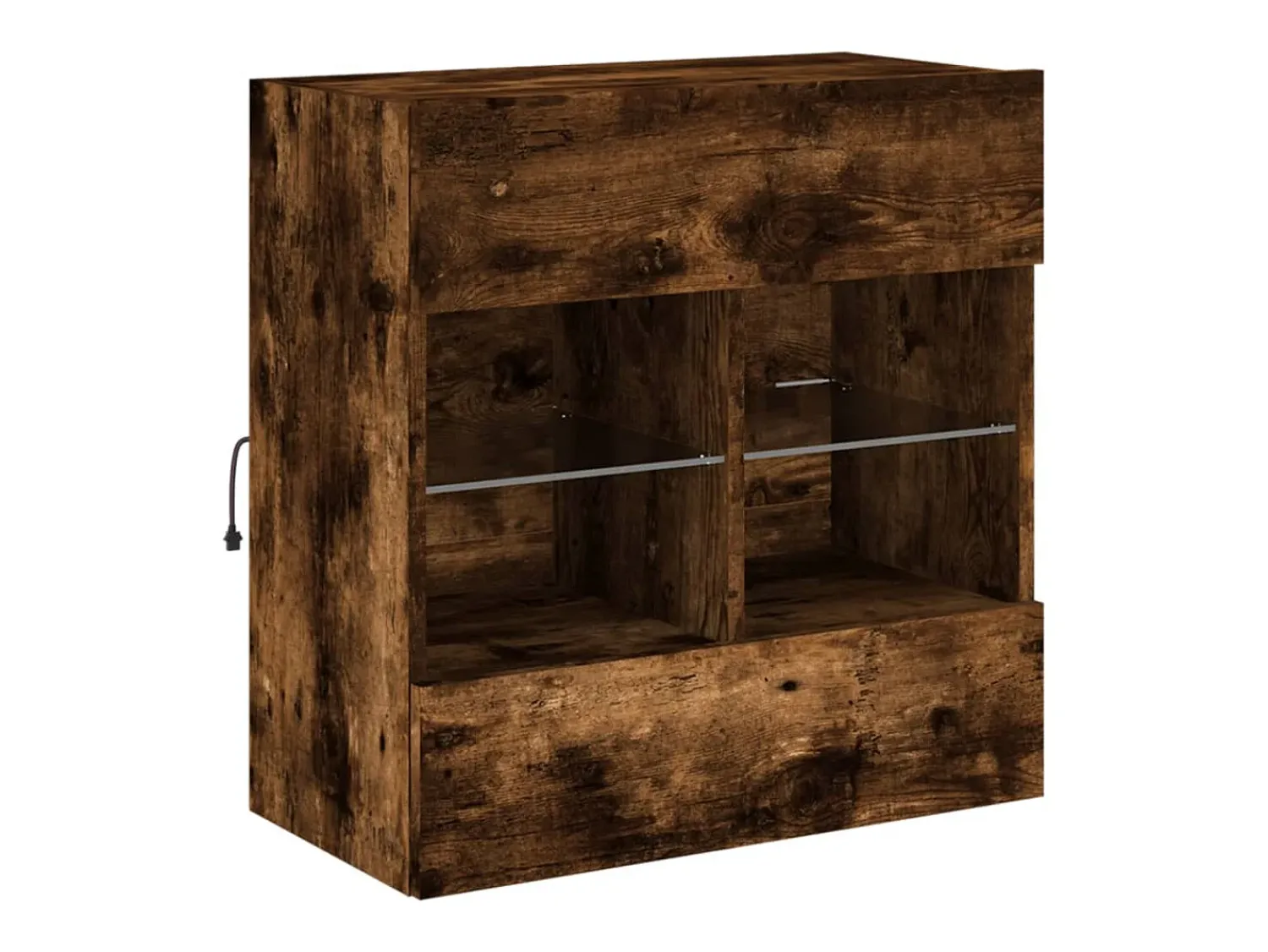 Clearance Móvel parede p/ TV c/ luzes LED 58,5x30x60,5 cm carvalho fumado PT453932 Castanho